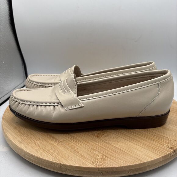 SAS TriPad Comfort Leather Penny Loafers Ivory Bone Slip On Shoes Women’s 9M - Picture 4 of 11